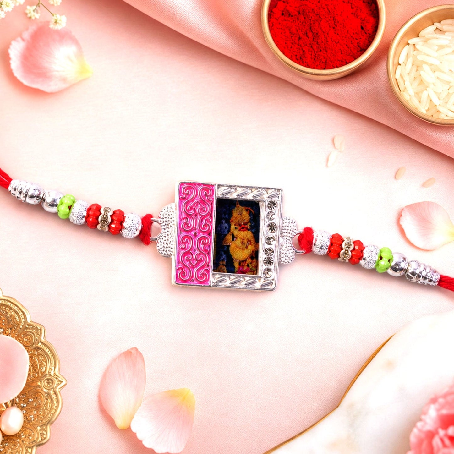 Hanuman Charm Beaded Designer Premium Traditional Rakhi for Brother