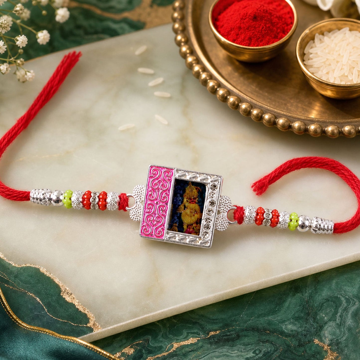 Hanuman Charm Beaded Designer Premium Traditional Rakhi for Brother