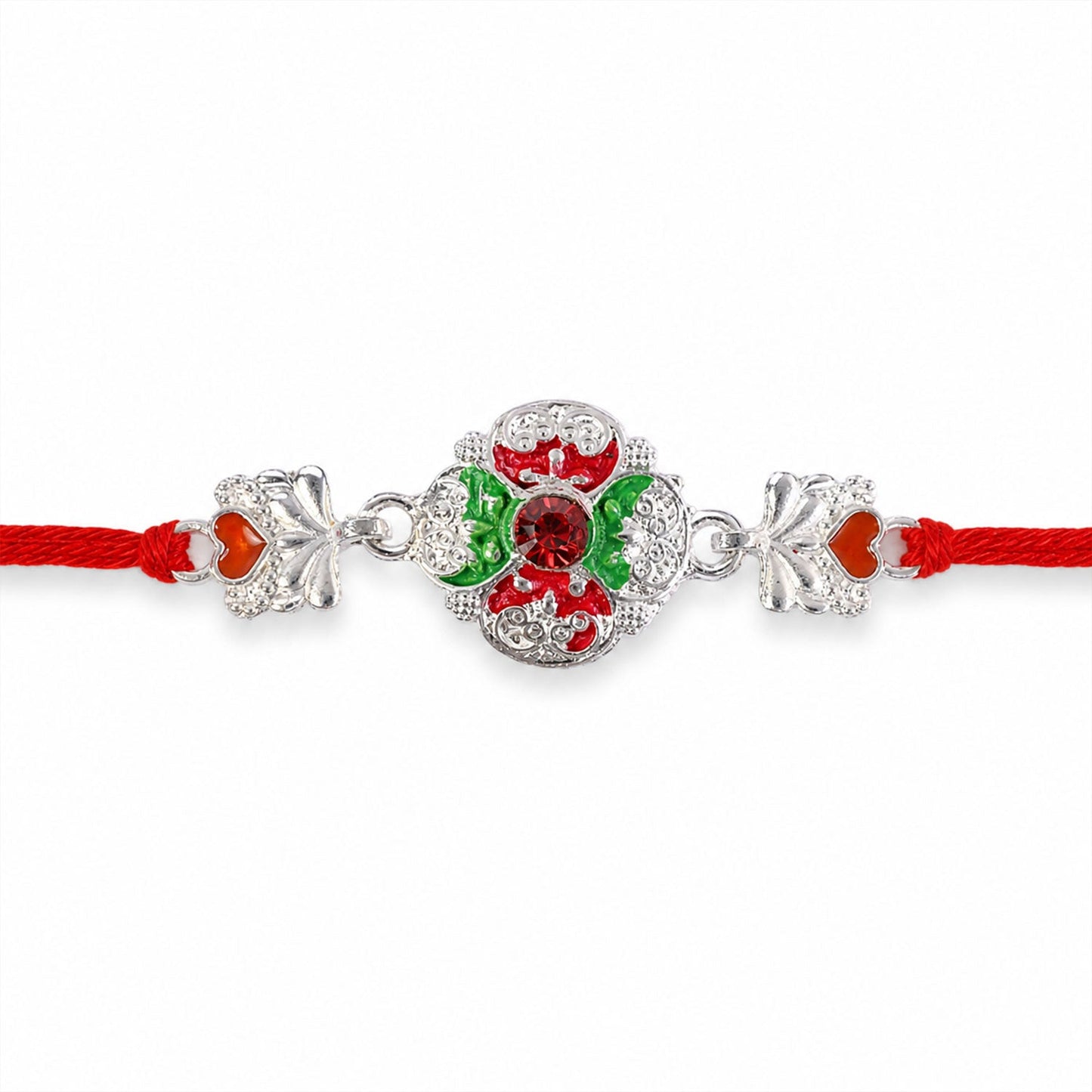 Ethnic Enamel Flower Rakhi with Stone – Rakhi for Brother