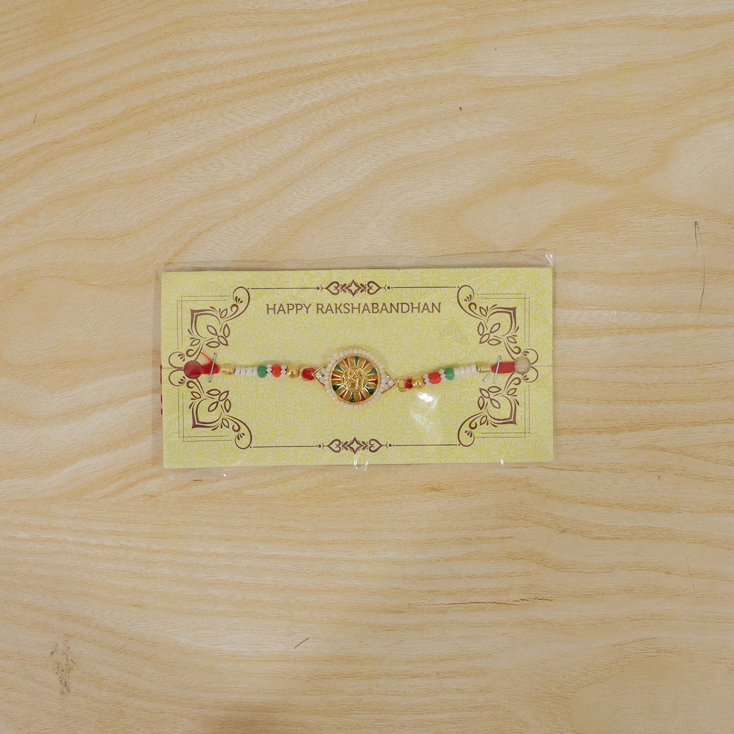 Round Design Shree Charm Stone Studded Premium Designer Traditional Rakhi for Brother