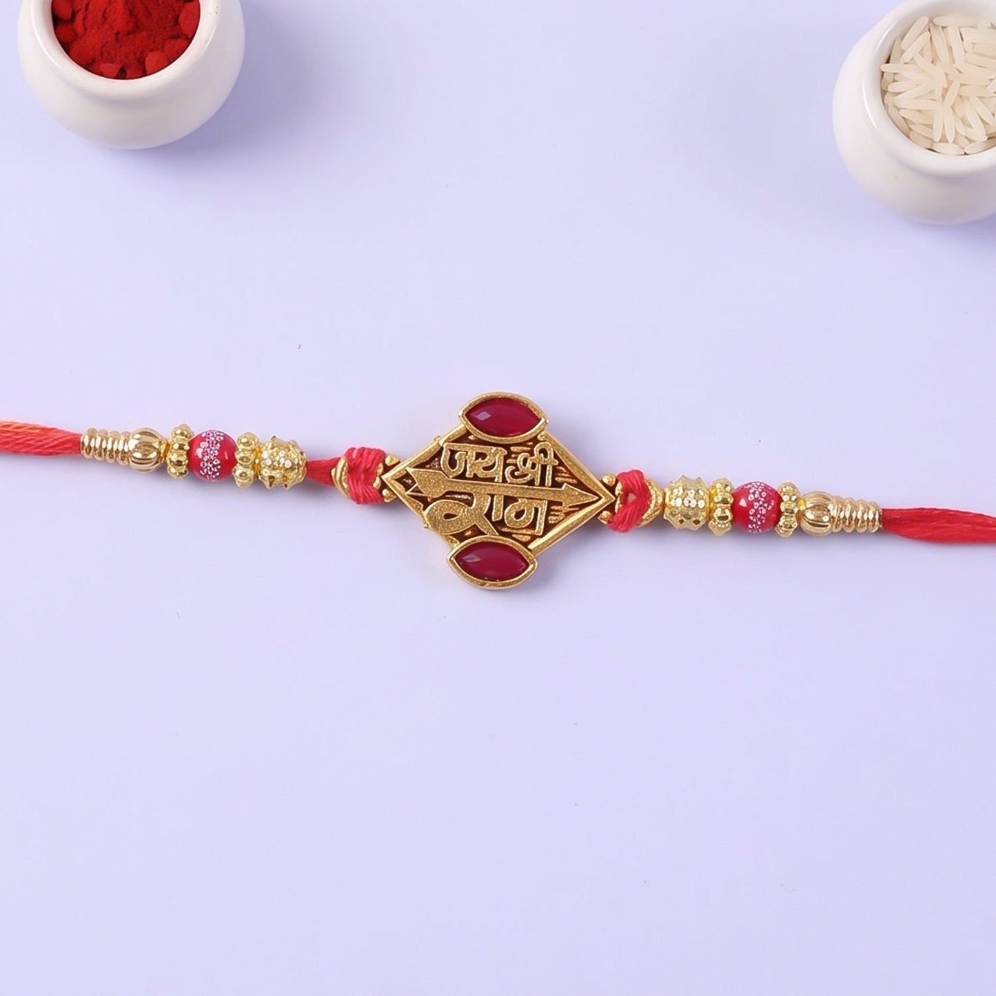 Ram Ruby Stone Rakhi for Brother Bhai Raksha Bandhan Festival Special Gift