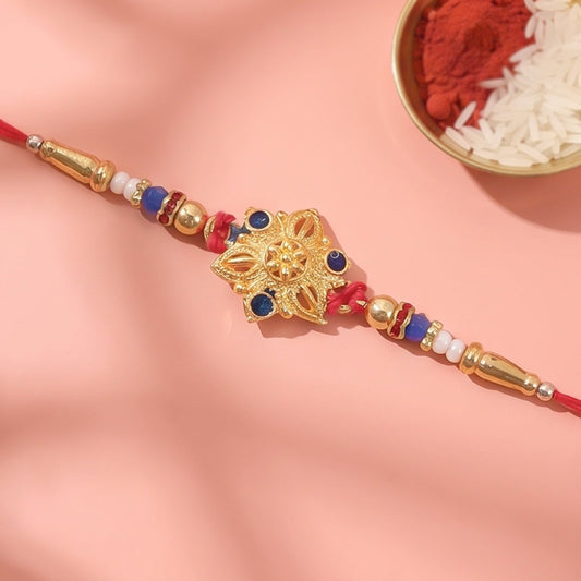 Royal Floral Kundan Rakhi for Brother Bhai Raksha Bandhan Festival Special Gift Set