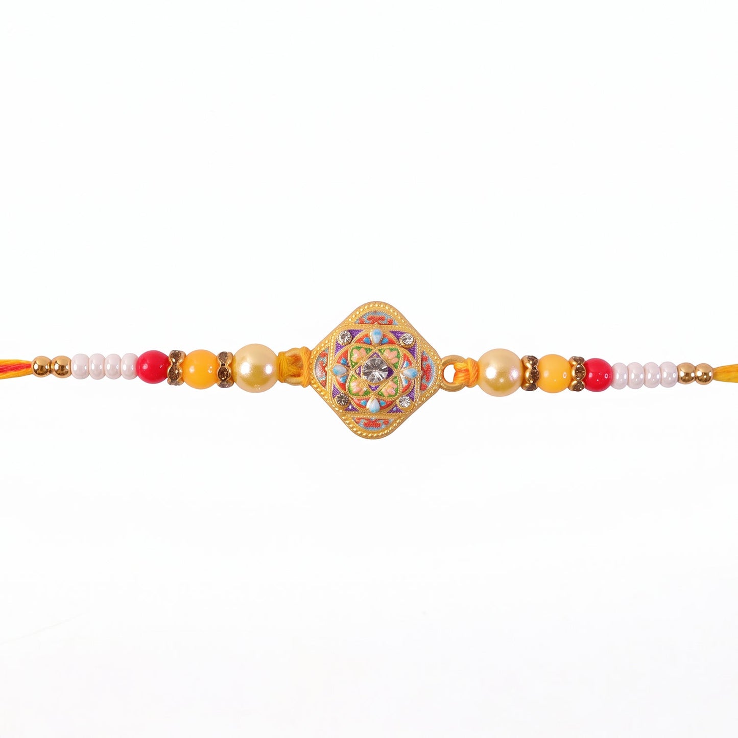 Square Kundan Stone Rakhi for Brother Bhai Raksha Bandhan Festival Special Gift Set