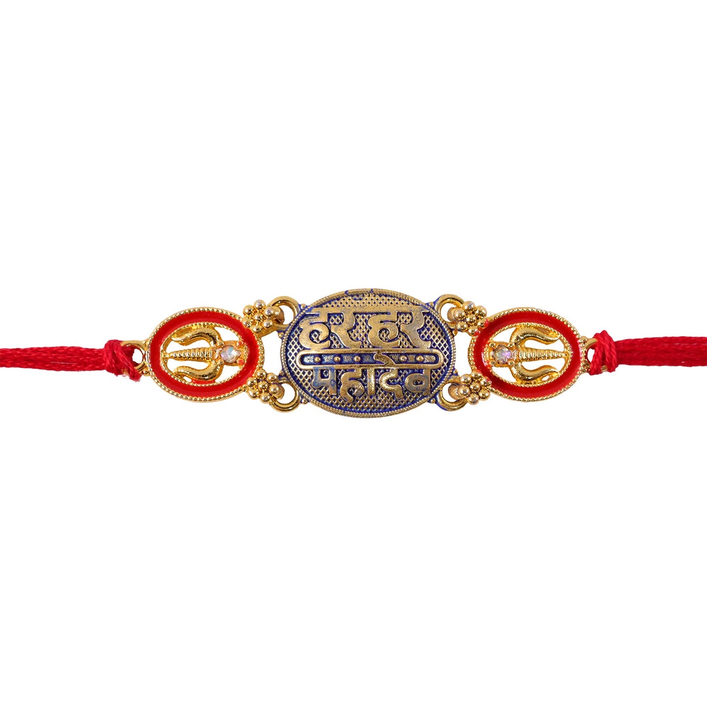 Har Har Mahadev Text Oval Premium Traditional Designer Rakhi for Brother