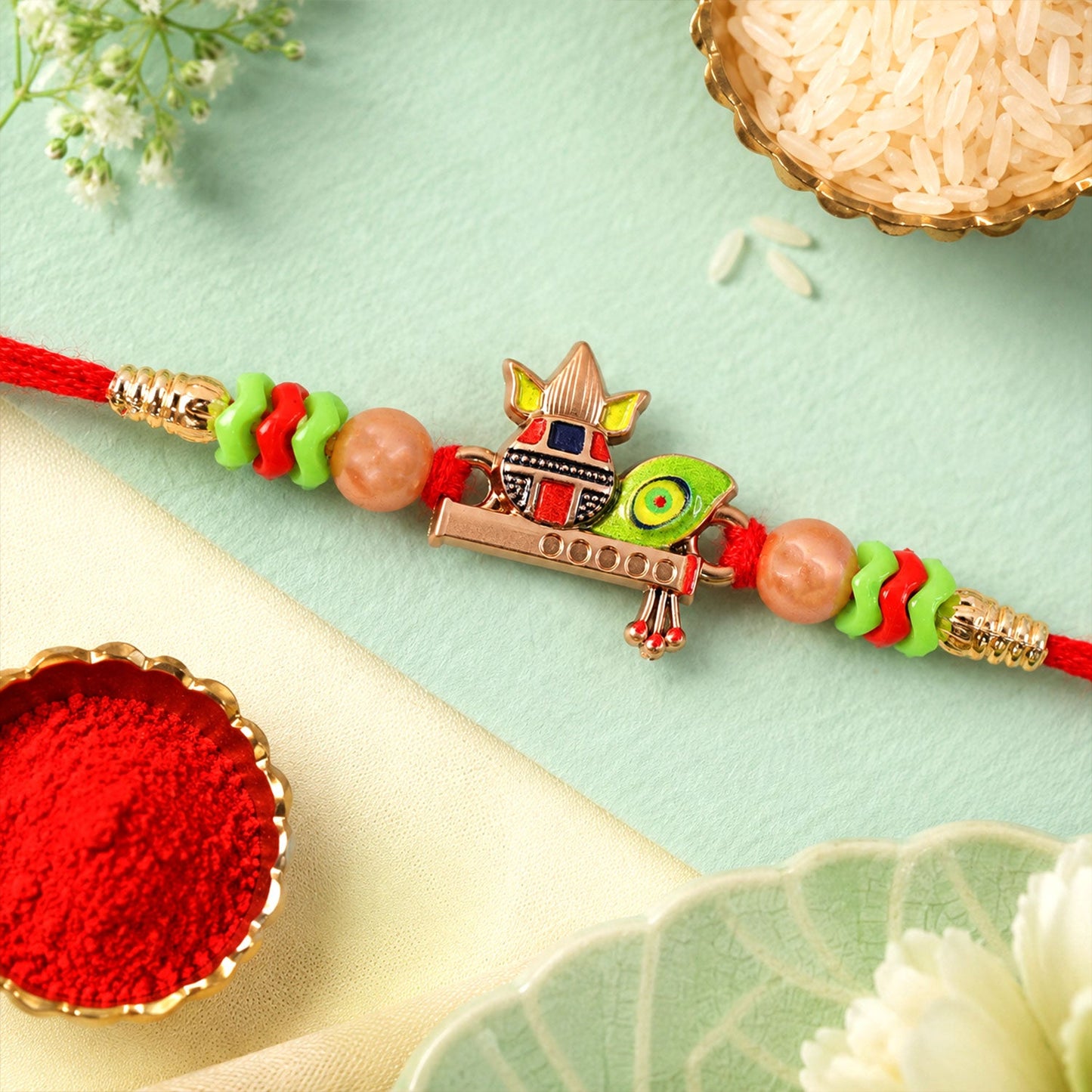 Krishna Flute Makhan Matki Designer Rakhi For Brother