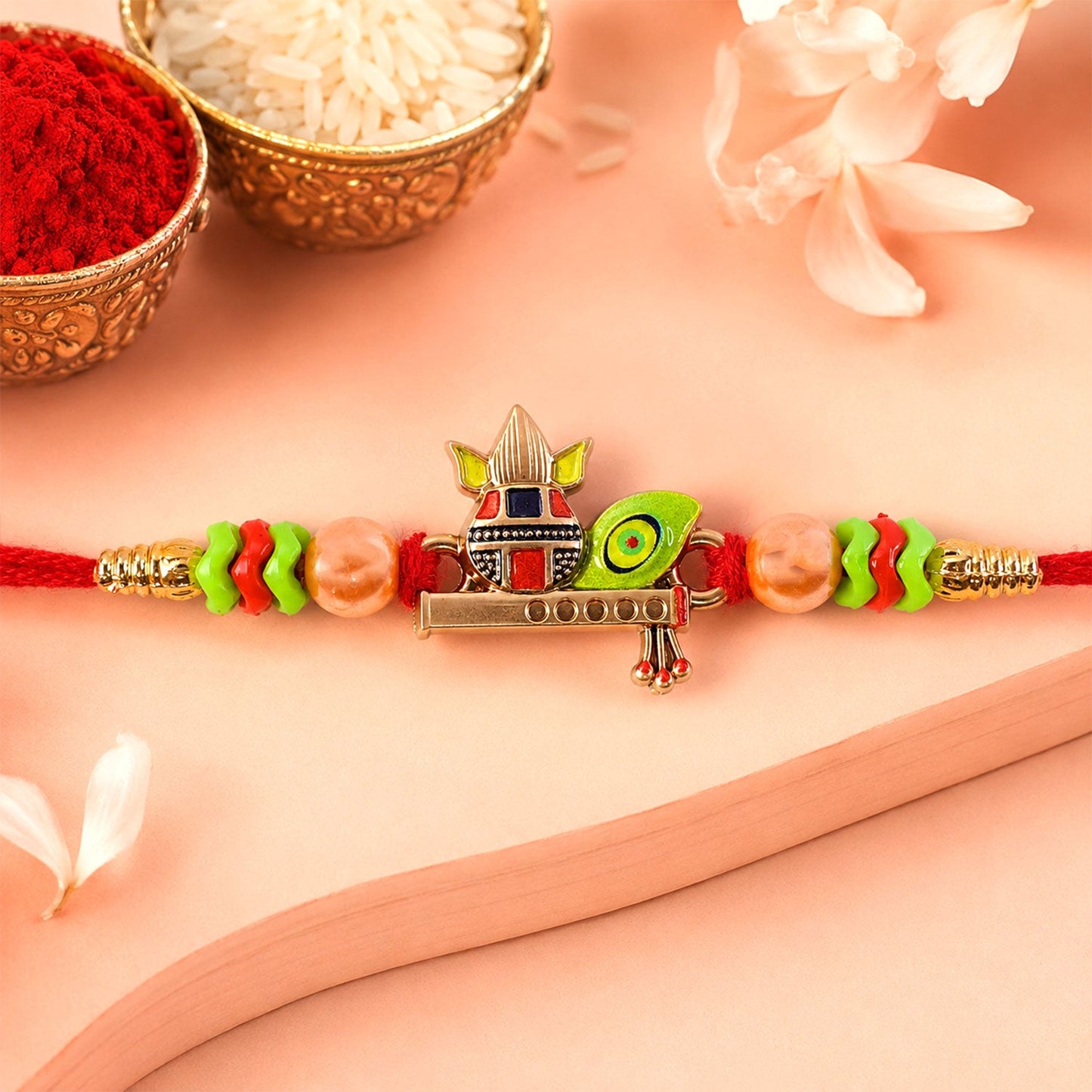 Krishna Flute Makhan Matki Designer Rakhi For Brother
