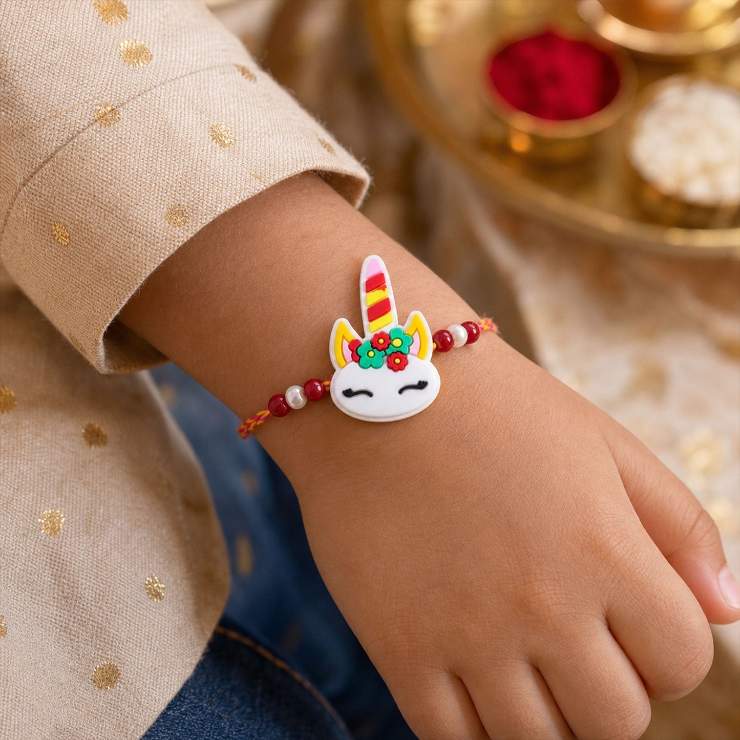 Unicorn Character Kids Beaded Premium Designer Rakhi for Brother