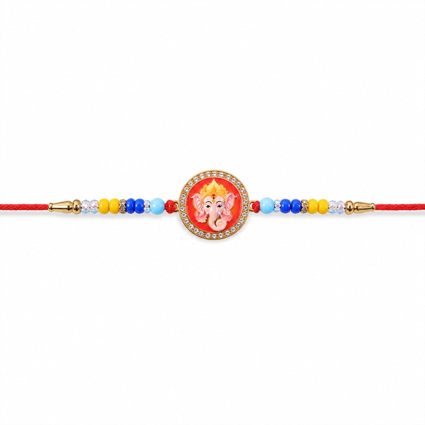 Round Design Ganesh ji Premium Designer Traditional Rakhi for Brother
