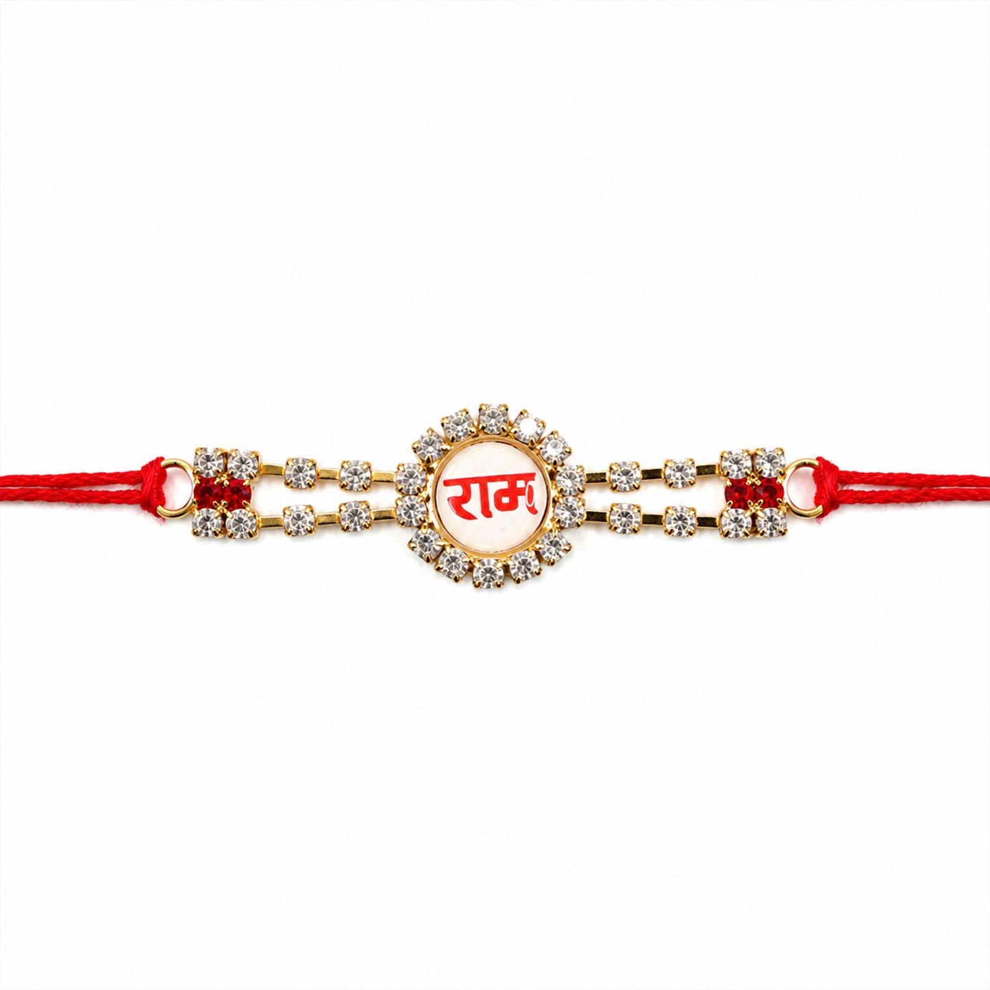Ram Text Round Stone Studded Premium Designer Rakhi for Brother