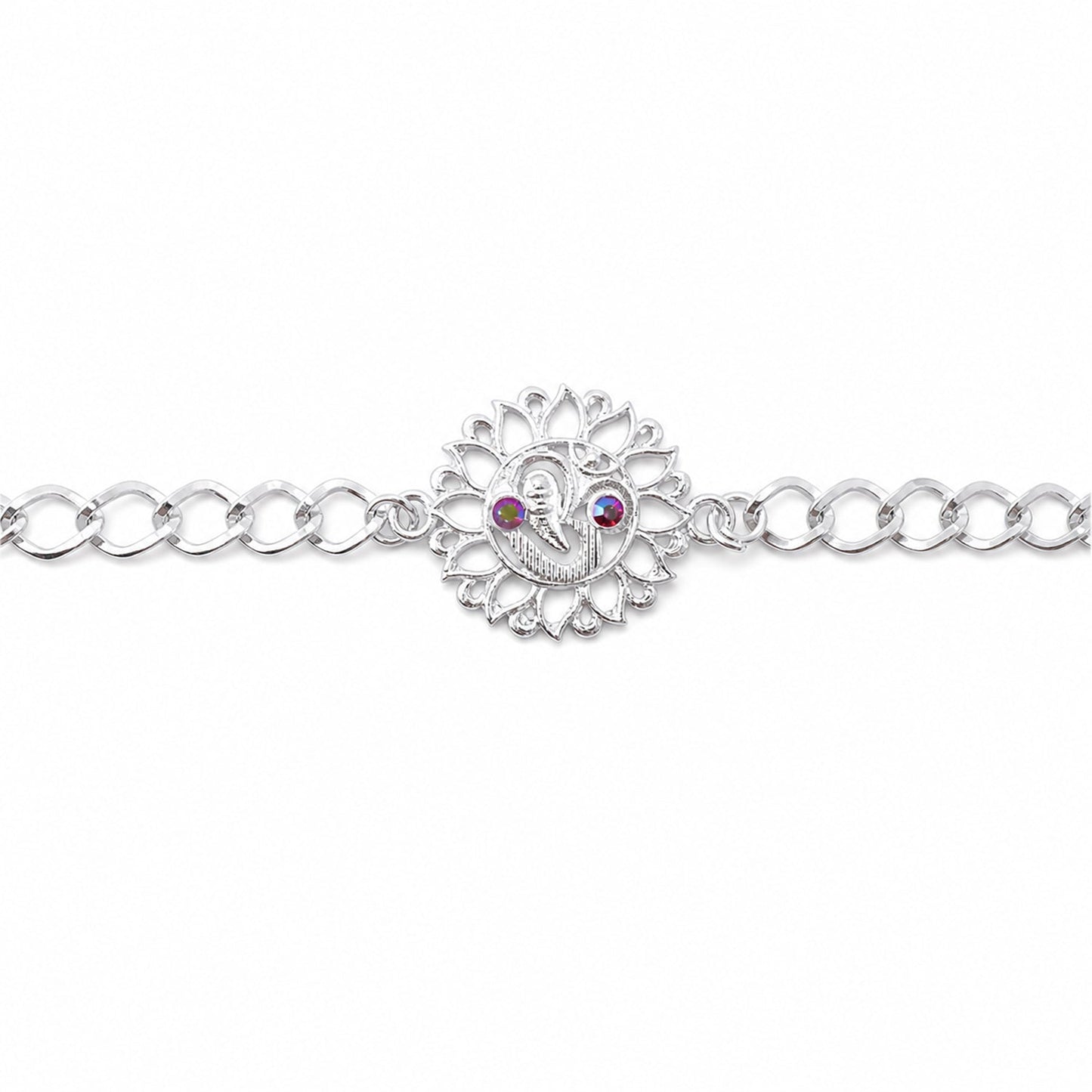 Om Symbol Floral Chain Style Premium Designer Rakhi for Brother