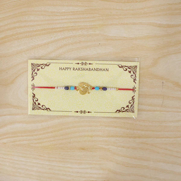 Om Symbol Beaded Rakhi for Brother - Traditional Design