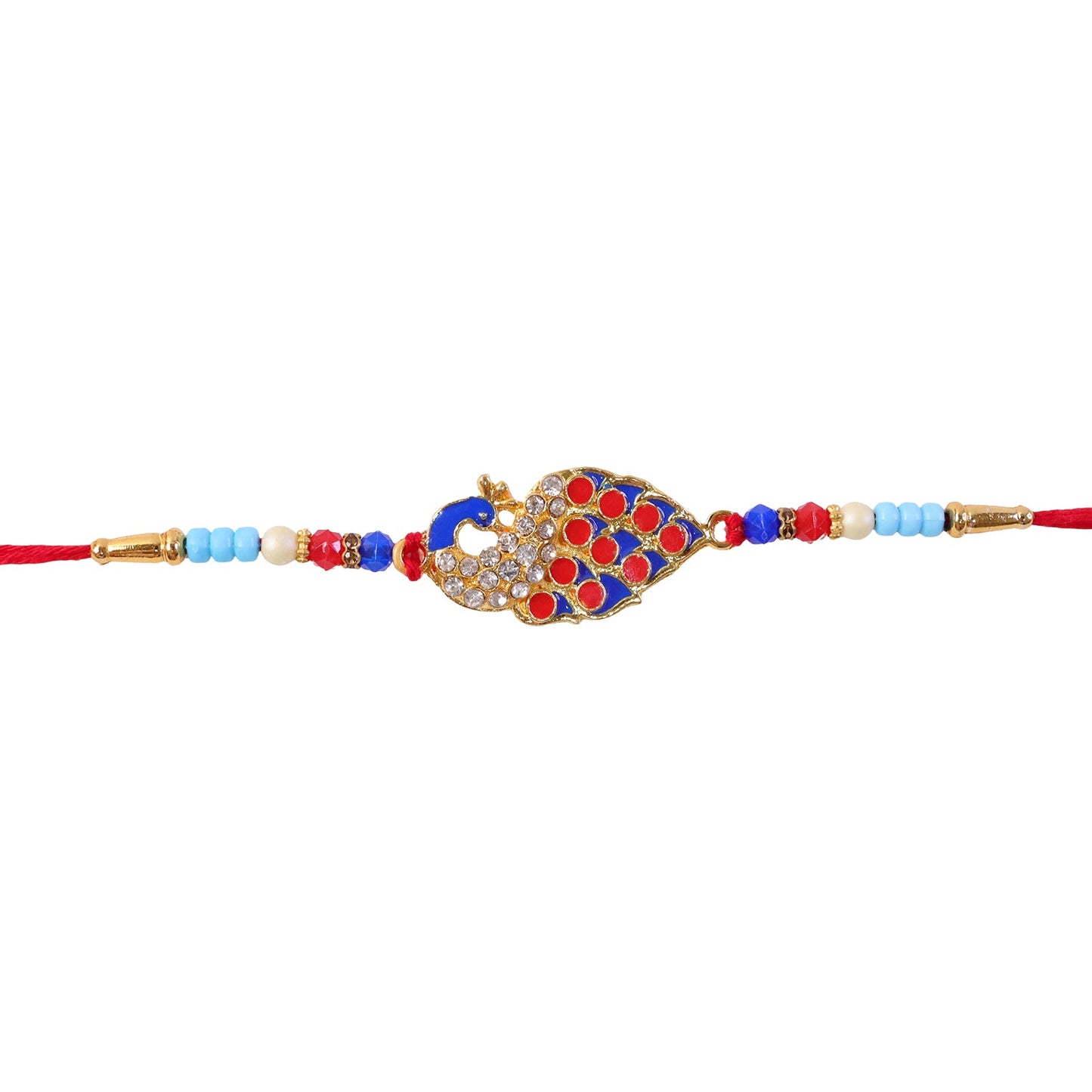 Peacock Paisley Stone Studded Premium Designer Rakhi for Brother
