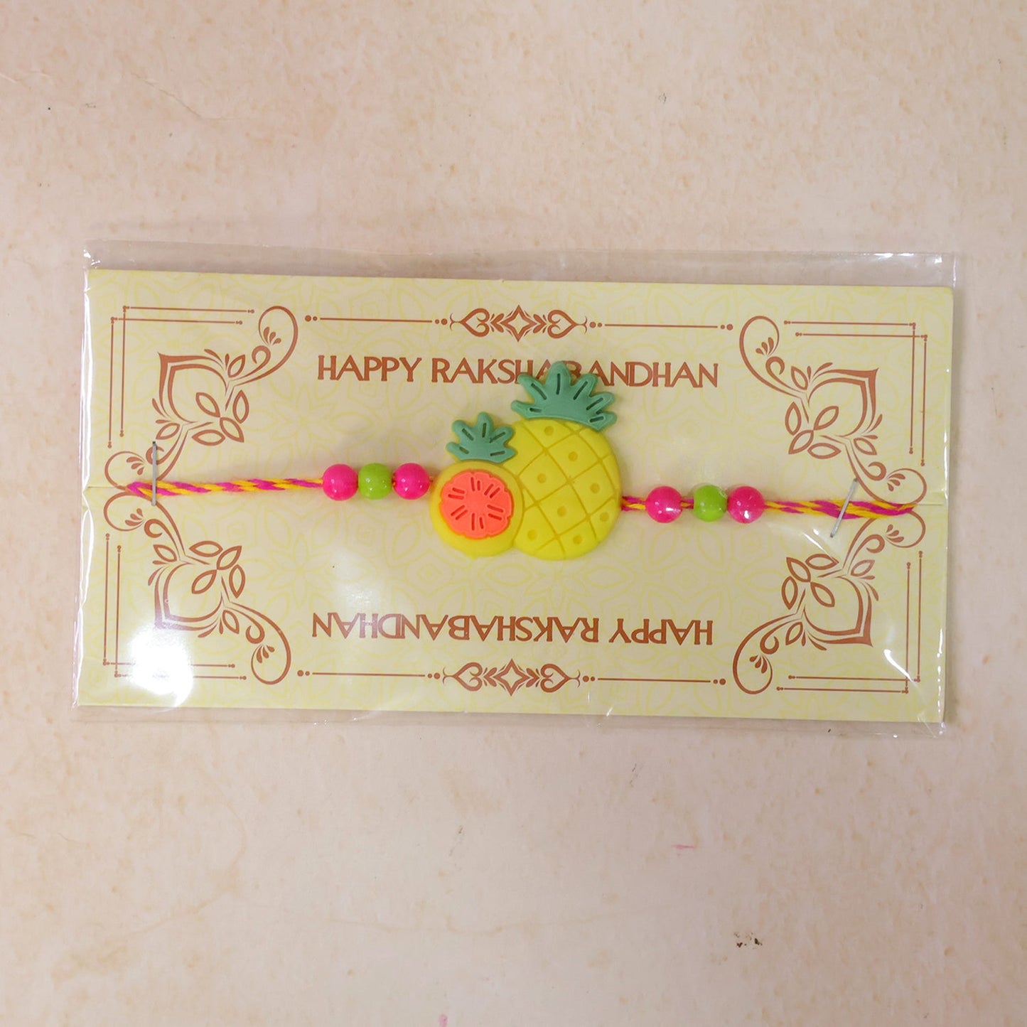 Pineapple Fruit Charm Kids Beaded Premium Designer Rakhi for Brother