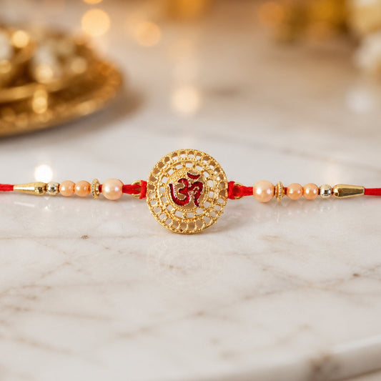Om symbol stone studded designer Rakhi for Raksha Bandhan