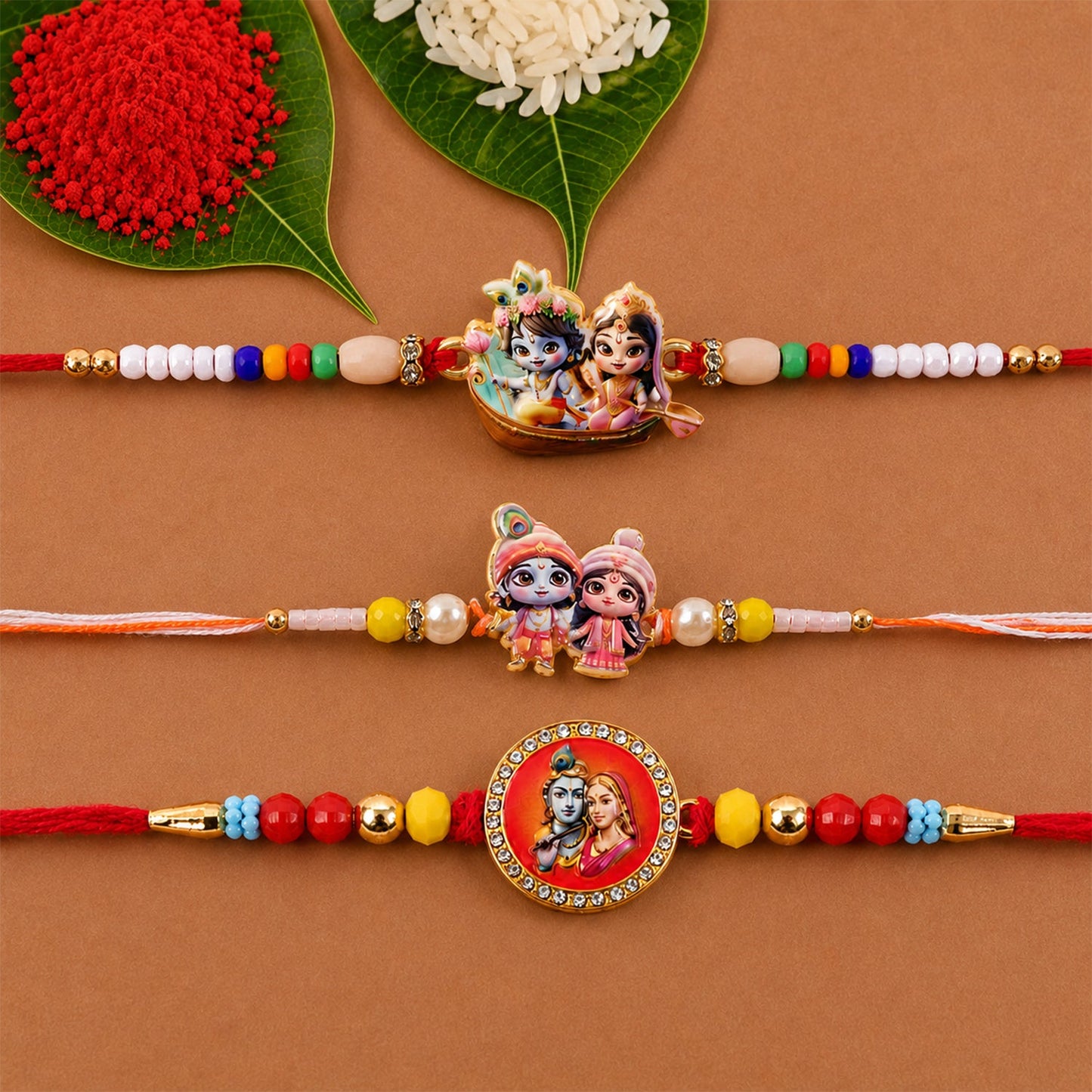 Premium Motif Designer Rakhi Combo for Raksha Bandhan Gift (3 Pc)