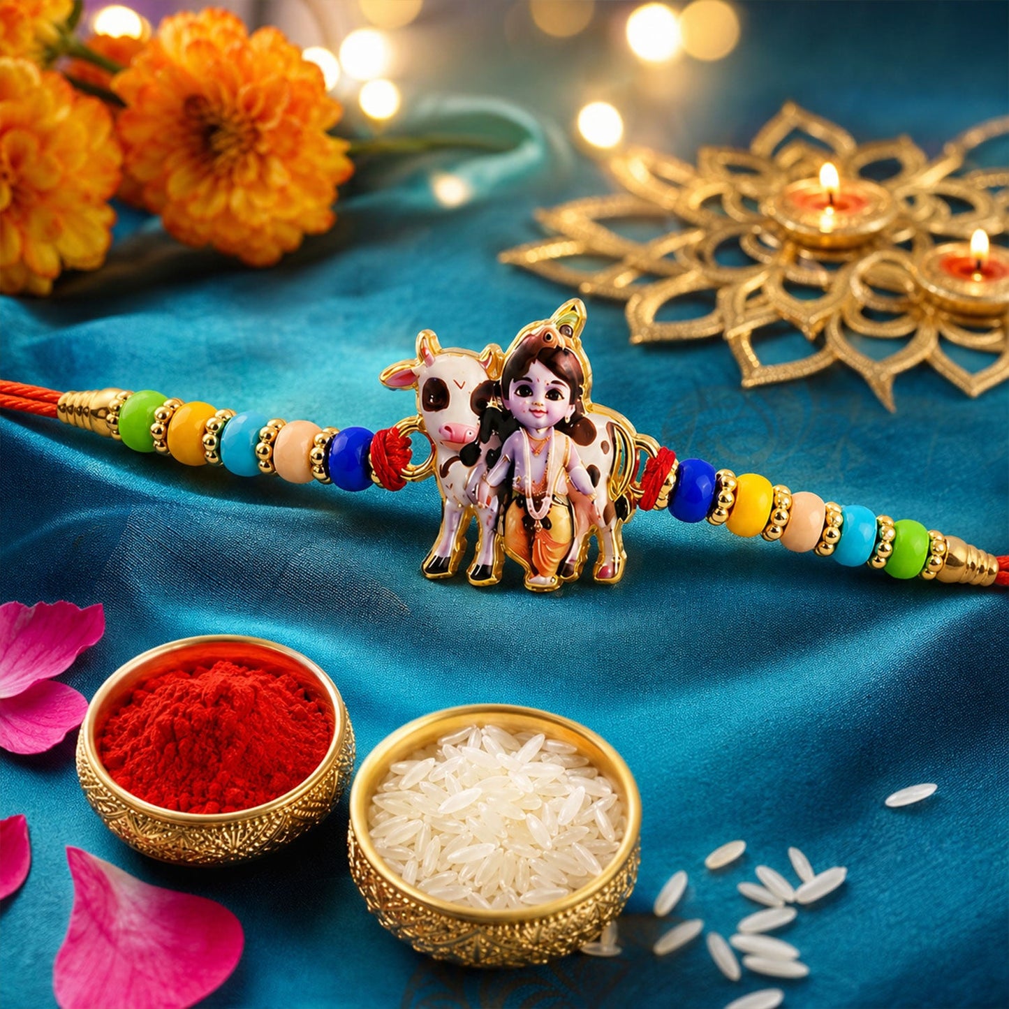 Designer Stone Premium Rakhi Combo for Raksha Bandhan Gift (3 Pc)