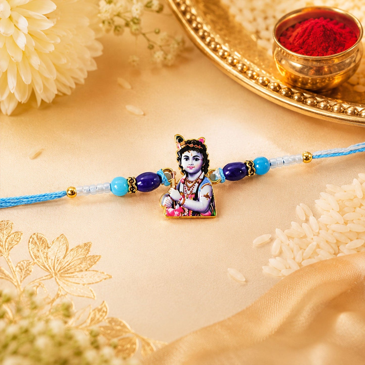Stone Charm Designer Rakhi Combo Set for Raksha Bandhan (4 Pc)