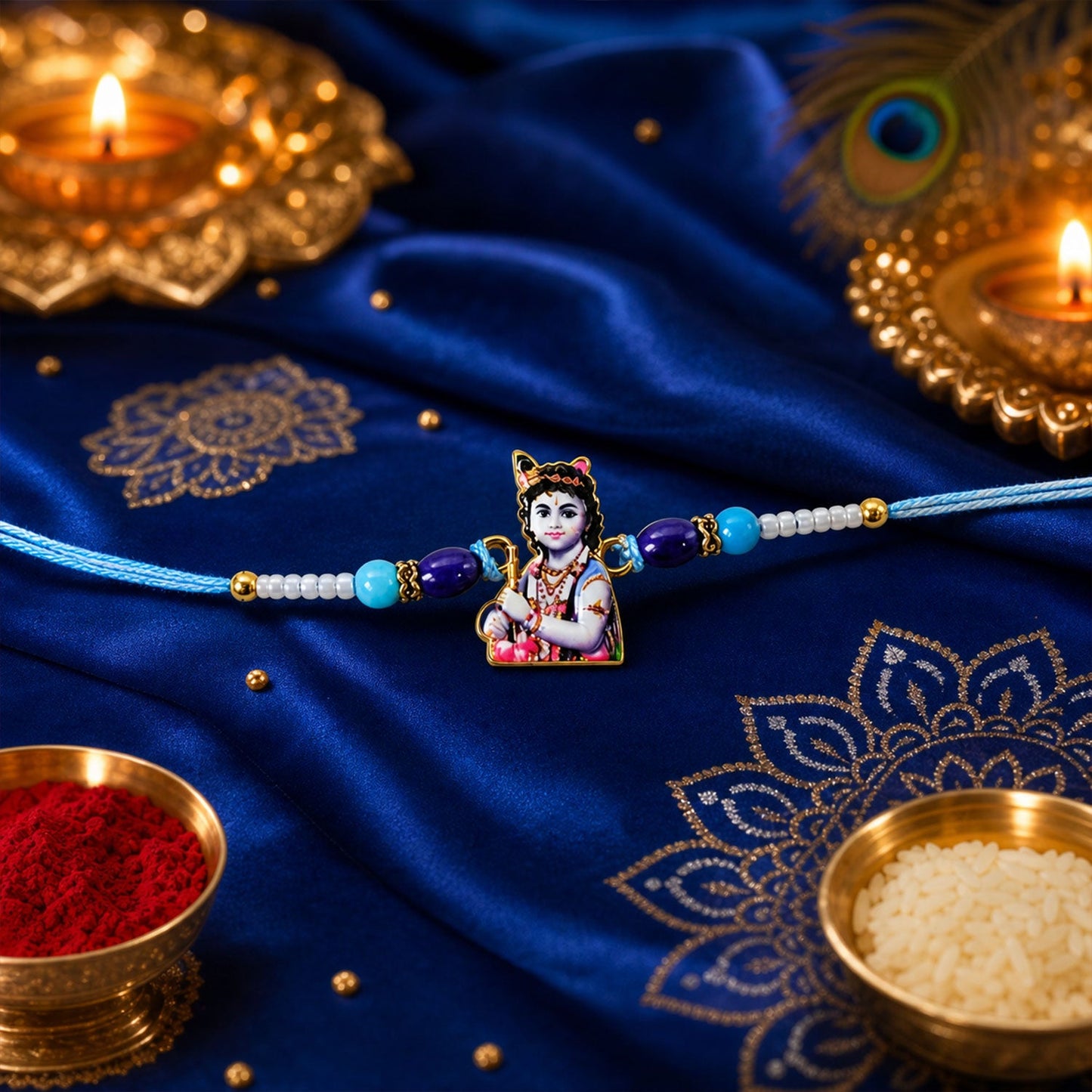 Premium Stone Designer Rakhi Combo Set for Raksha Bandhan (6 Pc)