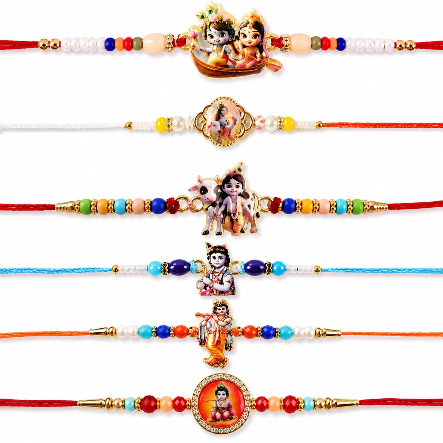 Premium Stone Designer Rakhi Combo Set for Raksha Bandhan (6 Pc)