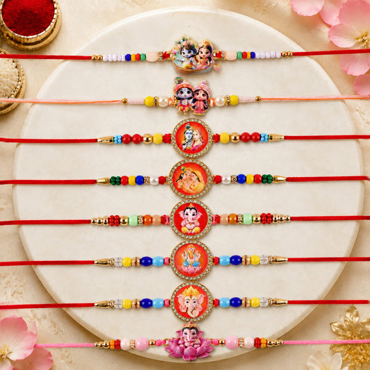 Premium Designer Rakhi Combo Set for Raksha Bandhan Gift (8 Pc)