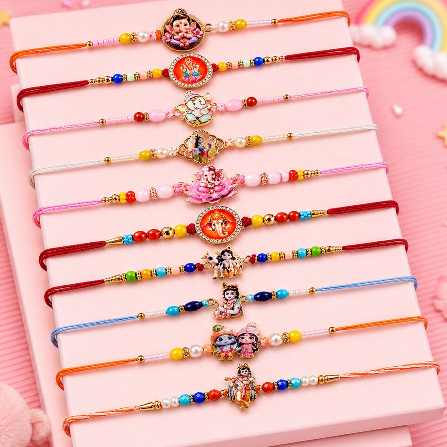 Premium Designer Rakhi Combo Gift Set for Raksha Bandhan (10 Pc)