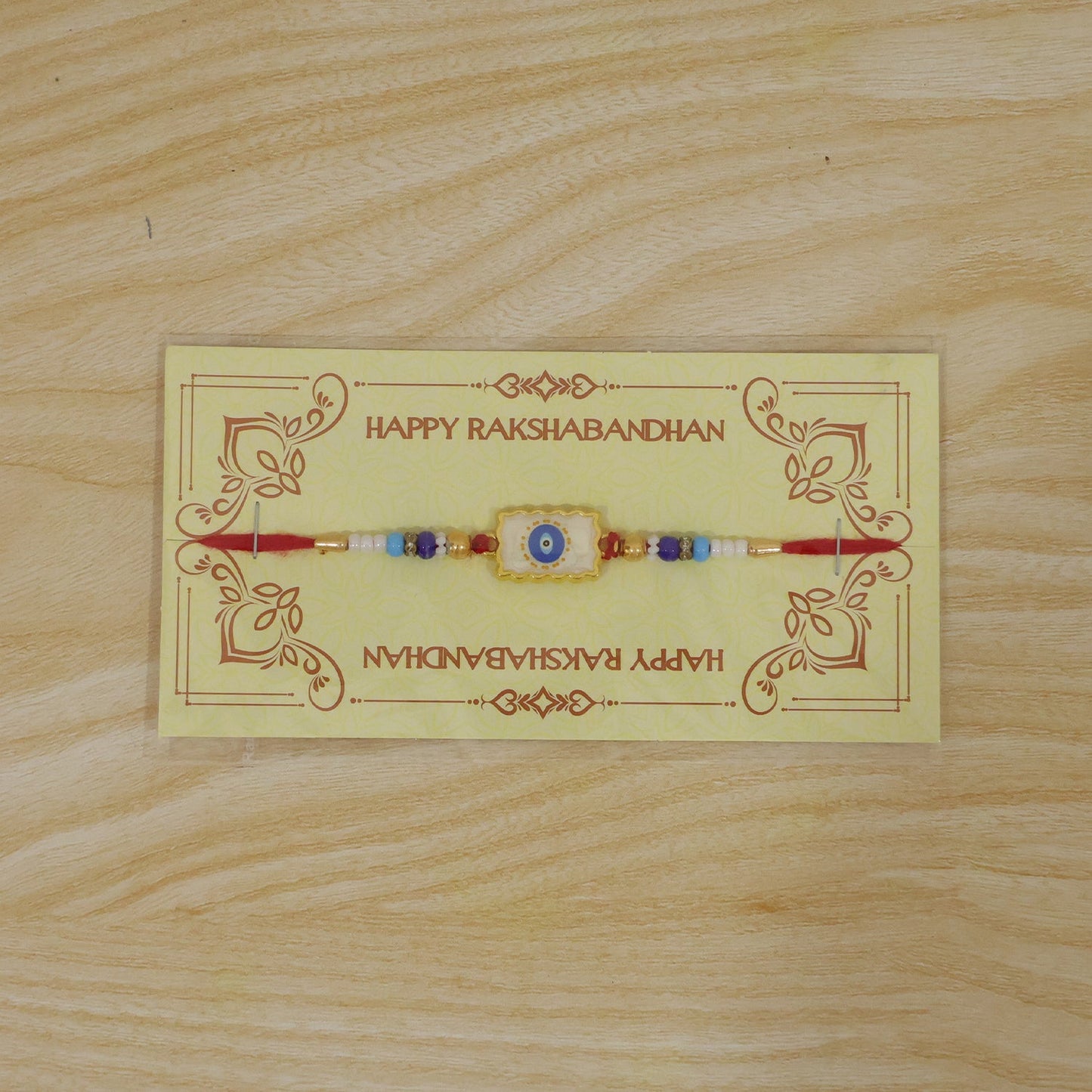 Evil Eye Square Charm Beaded Designer Rakhi Raksha Bandhan Style