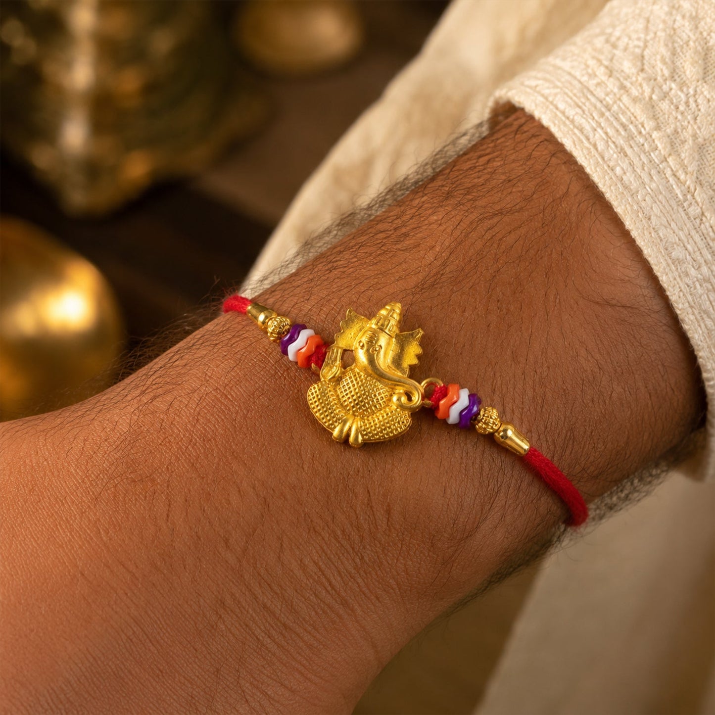 Ganesha Idol Charm Beaded Traditional Rakhi Raksha Bandhan Gift