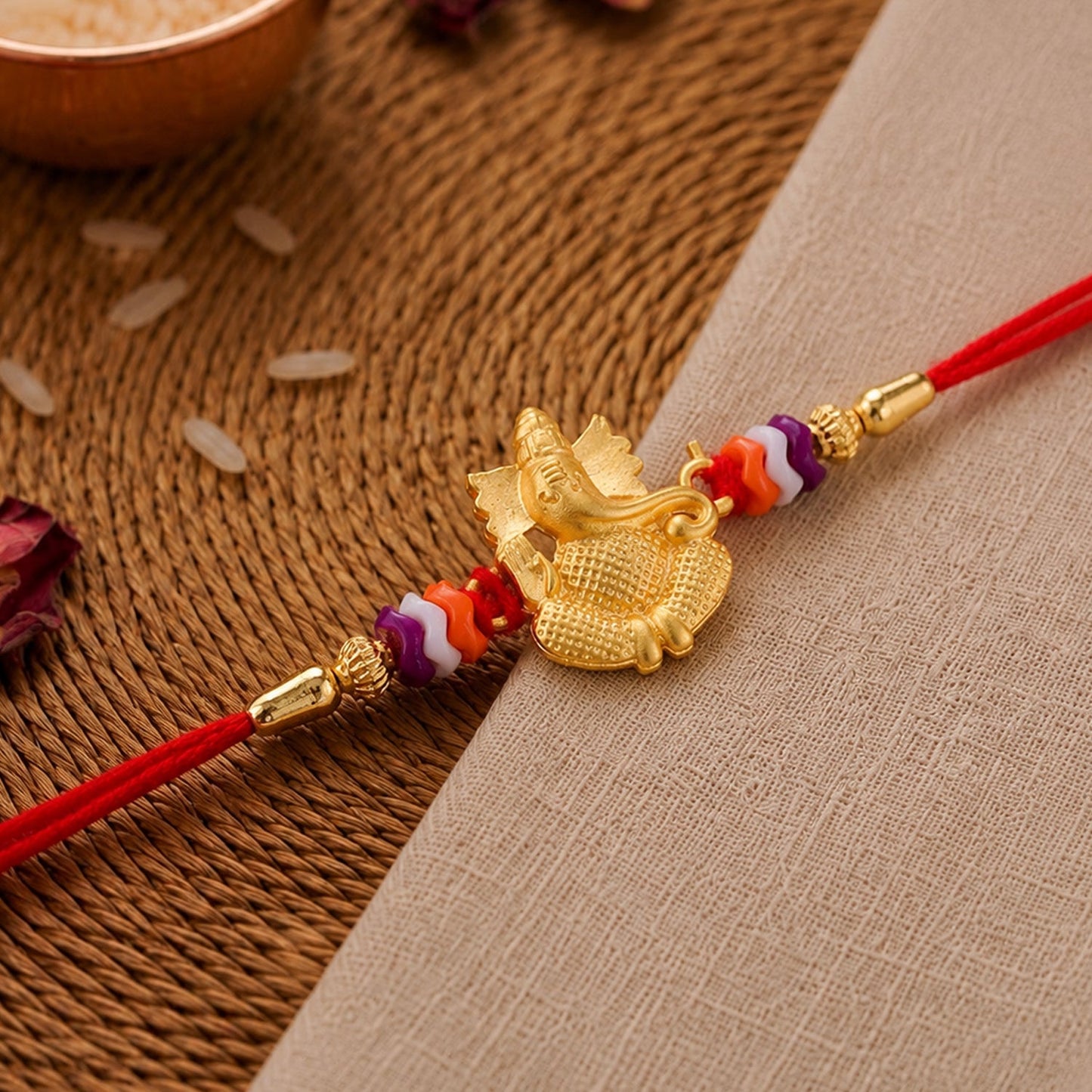 Ganesha Idol Charm Beaded Traditional Rakhi Raksha Bandhan Gift