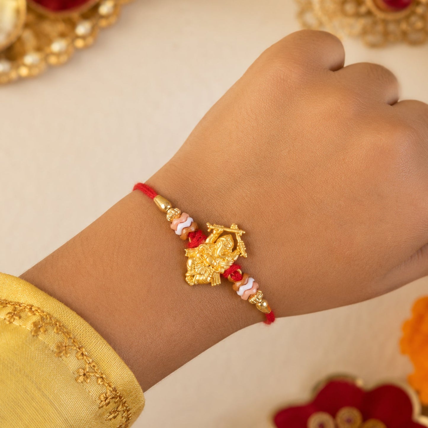 Lord Ganesha Stone Studded Traditional Rakhi Raksha Bandhan Gift