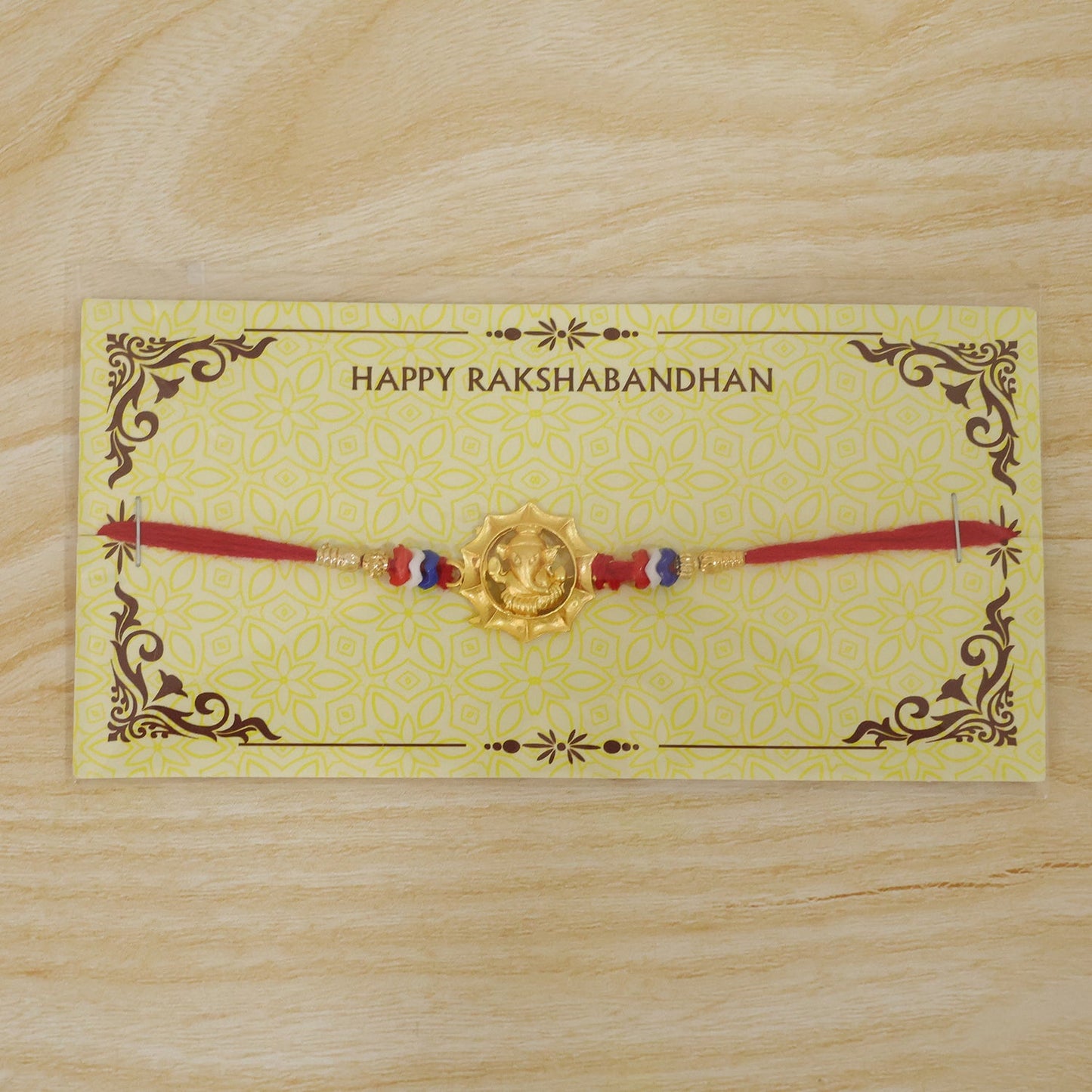 Ganesha Motif Stone Studded Traditional Rakhi Raksha Bandhan Gift