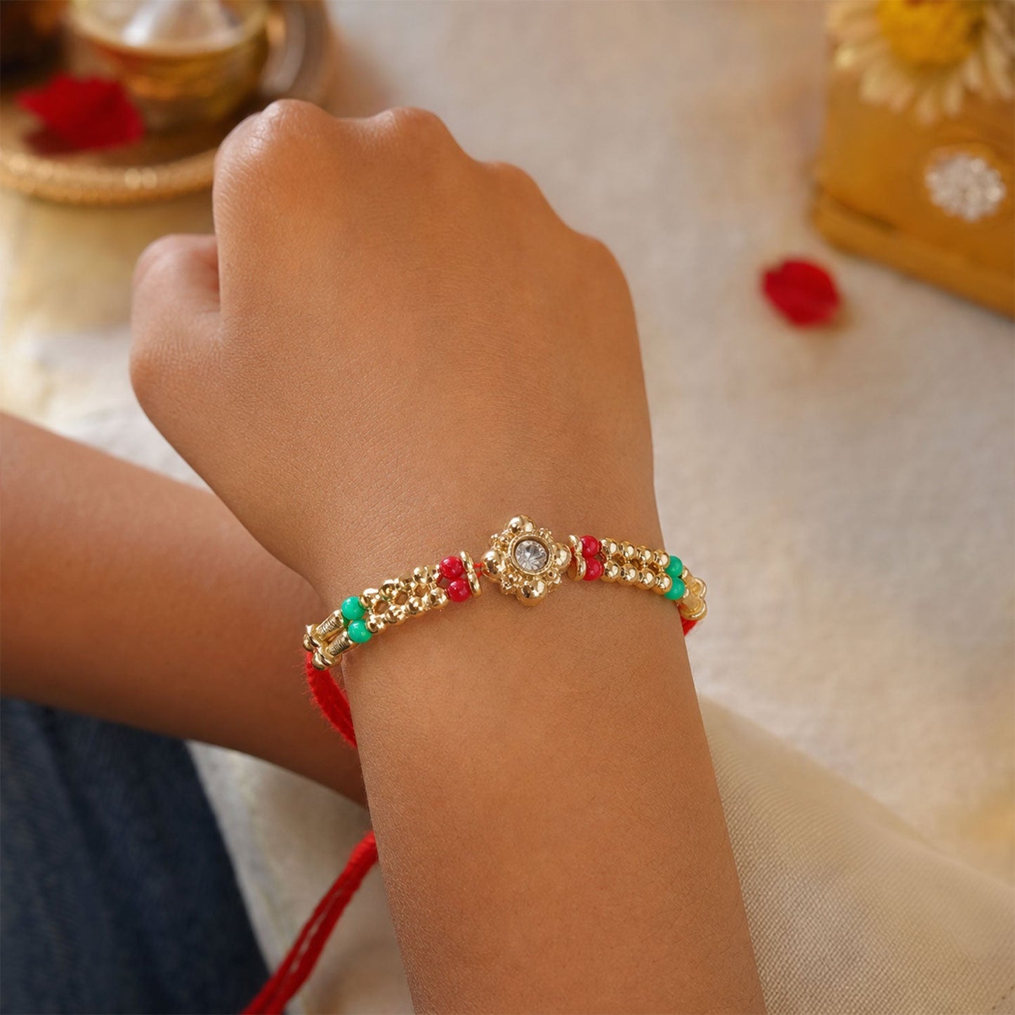 Premium Style Stone Charm Rakhi Raksha Bandhan Festive Special