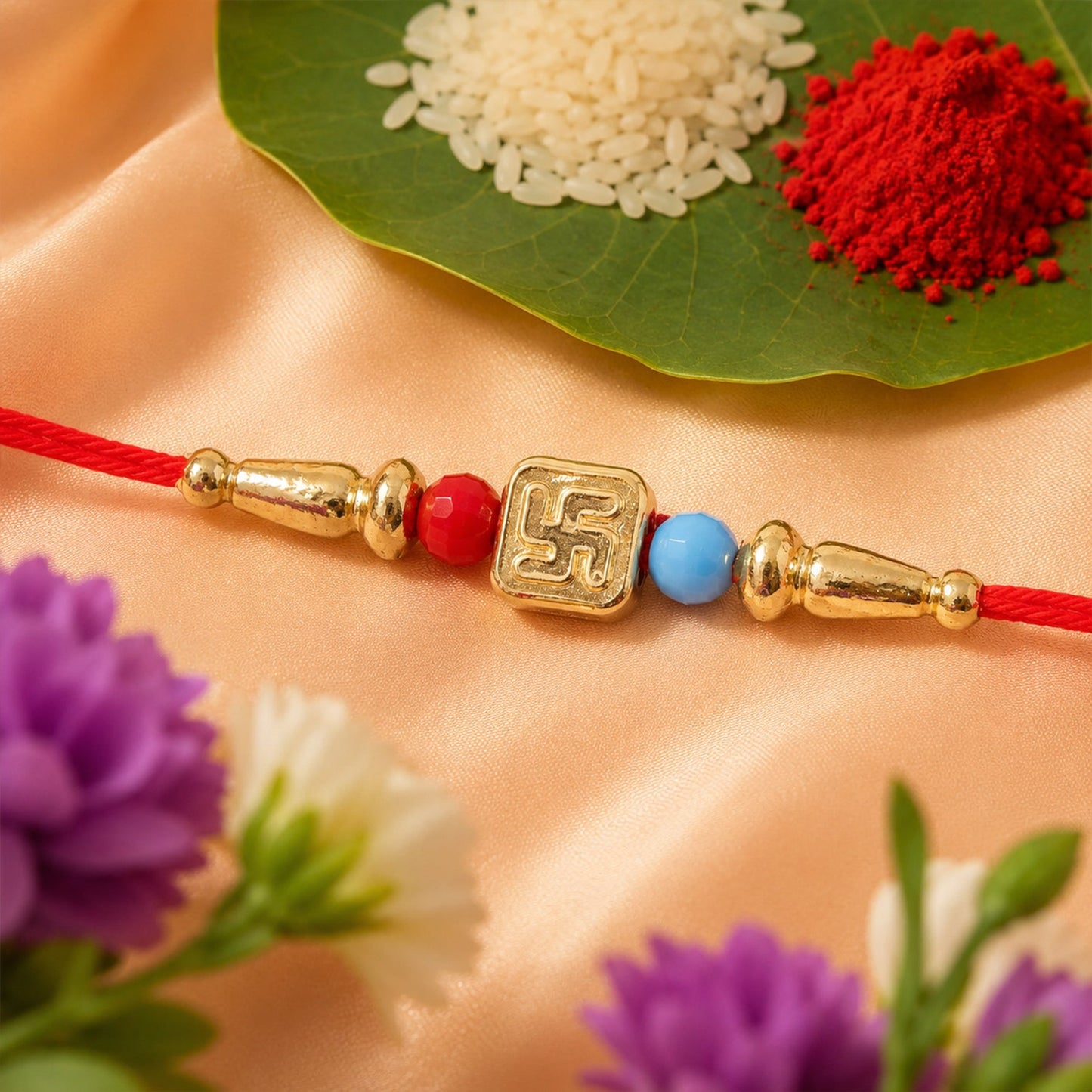 Swastik And Om Symbol Beaded Designer Rakhi Raksha Bandhan Traditional Gift