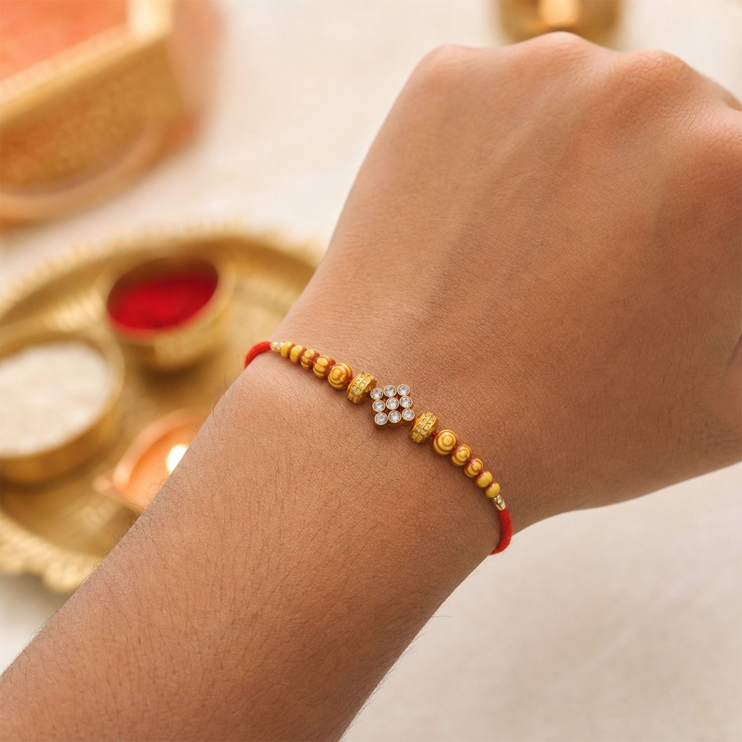 Pearl Flower Cluster Designer Rakhi Raksha Bandhan Celebration