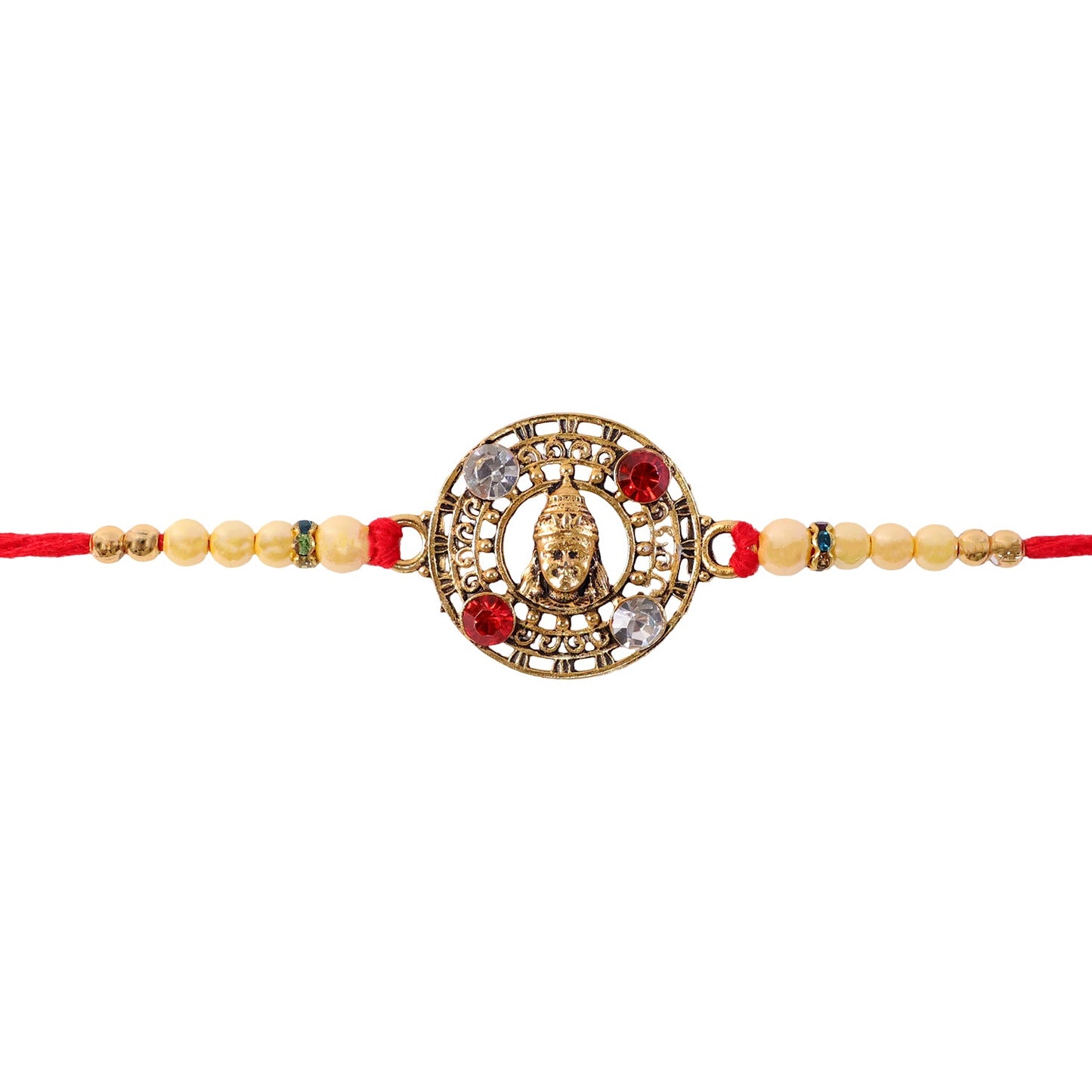Divine Round Motif Pearl Rakhi Raksha Bandhan Traditional Gift