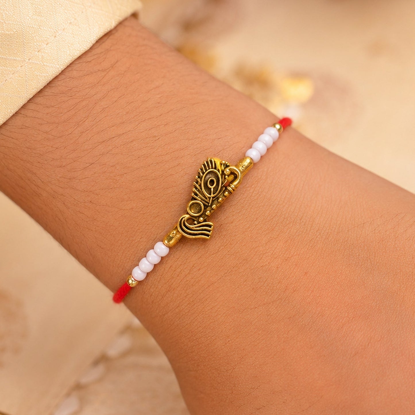 Peacock Feather Motif Designer Rakhi Raksha Bandhan Traditional Gift