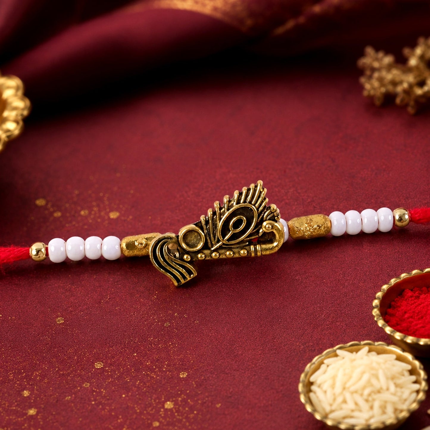 Peacock Feather Motif Designer Rakhi Raksha Bandhan Traditional Gift