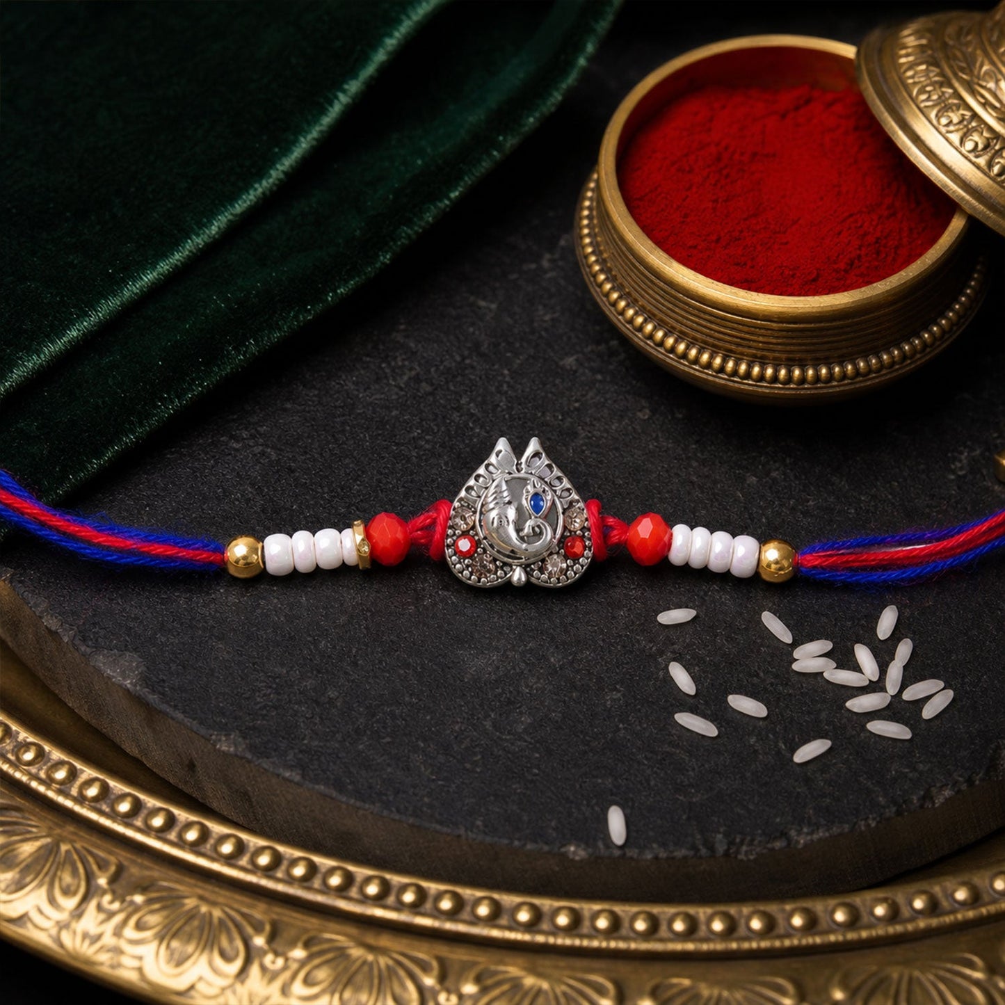 Ganesh Mofit Charm Designer Rakhi Raksha Bandhan Festive Gift