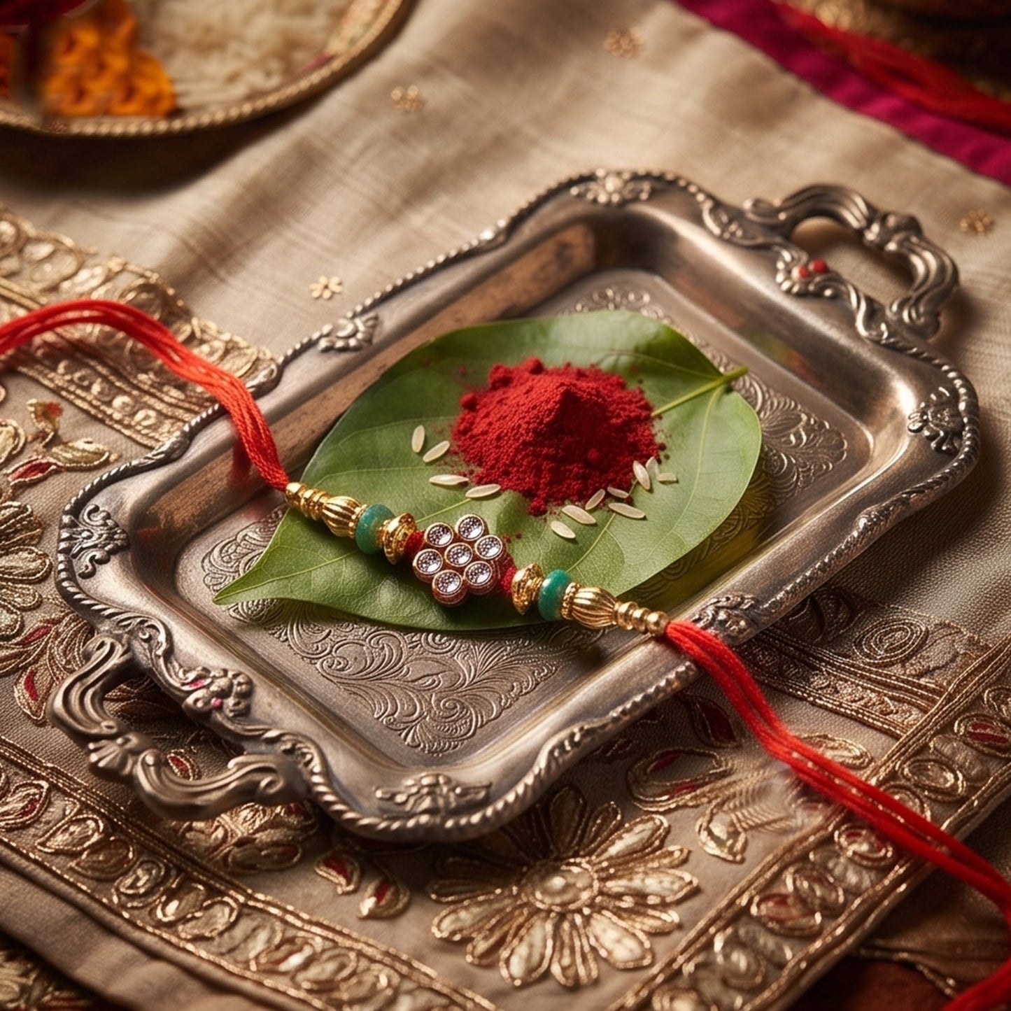 Round Floral Beaded Designer Rakhi Raksha Bandhan Celebration