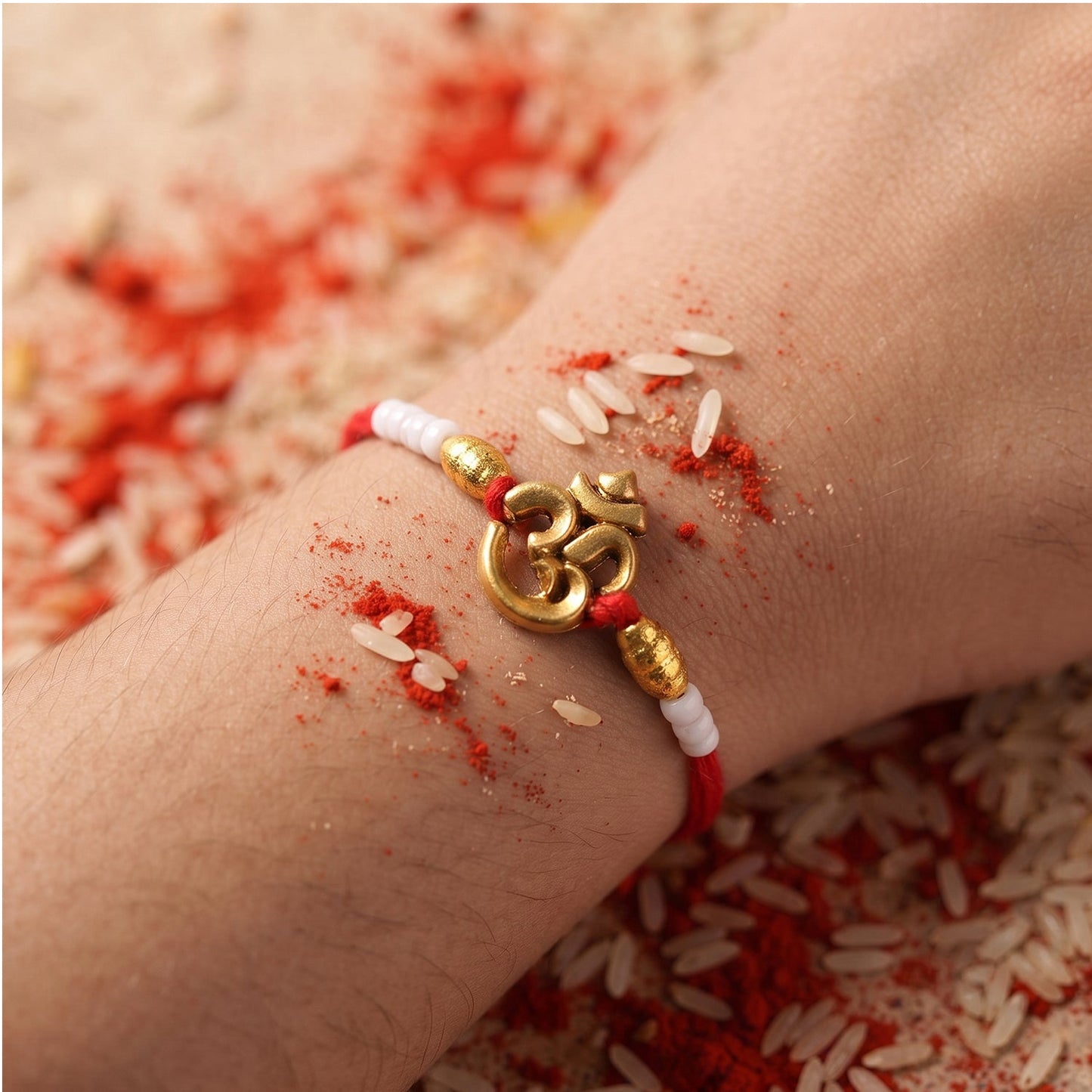 Om Symbol Charm Beaded Designer Rakhi Raksha Bandhan Traditional Gift