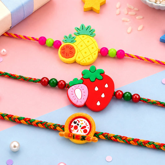 Fruit Theme Cute Kids Rakhi Combo Pack Raksha Bandhan Special (3 Pc)