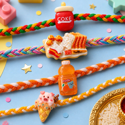 Drink Fries Dessert Kids Rakhi Combo Set Raksha Bandhan (4 Pc)