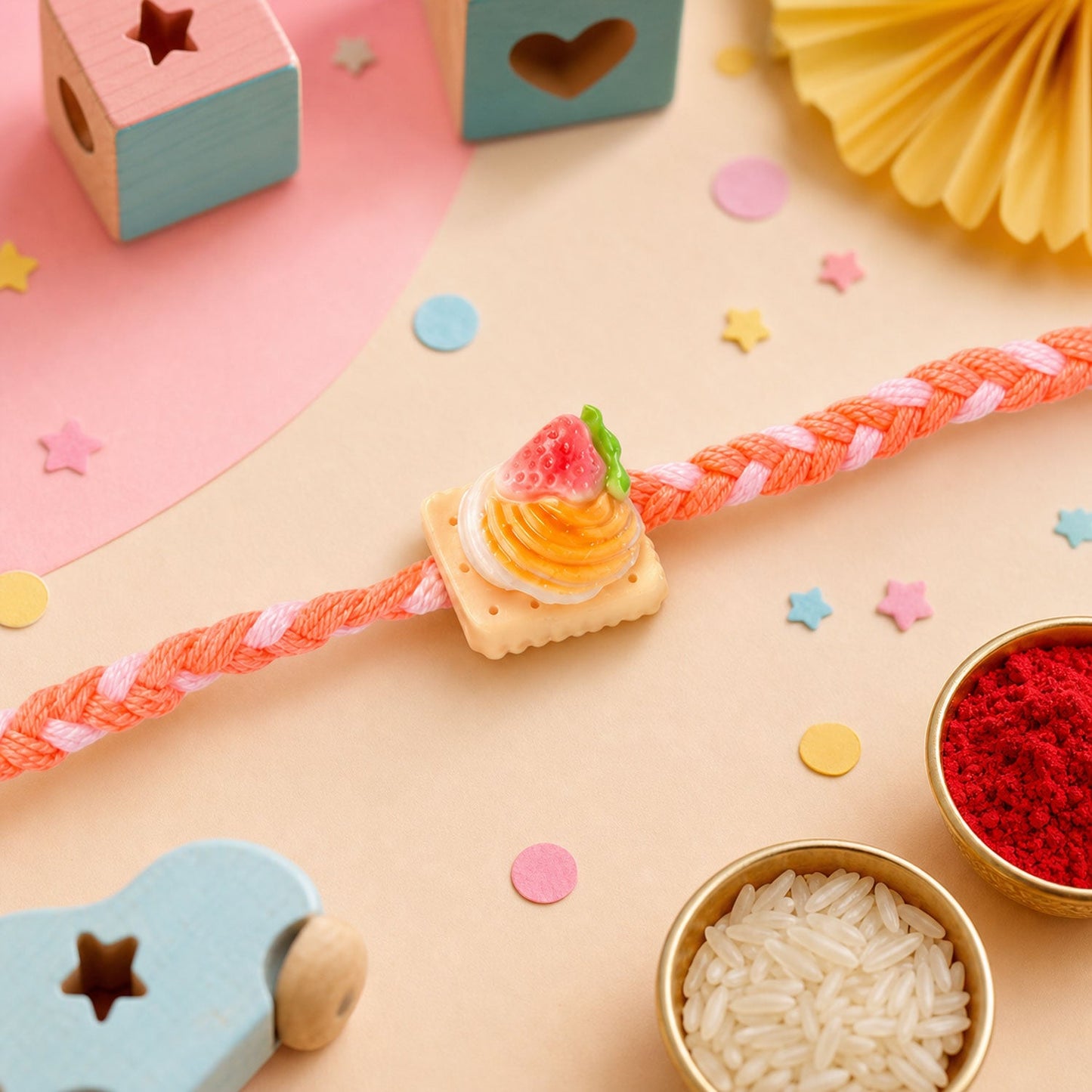 Cake Fruit Dessert Kids Rakhi Combo Raksha Bandhan (2 Pc)