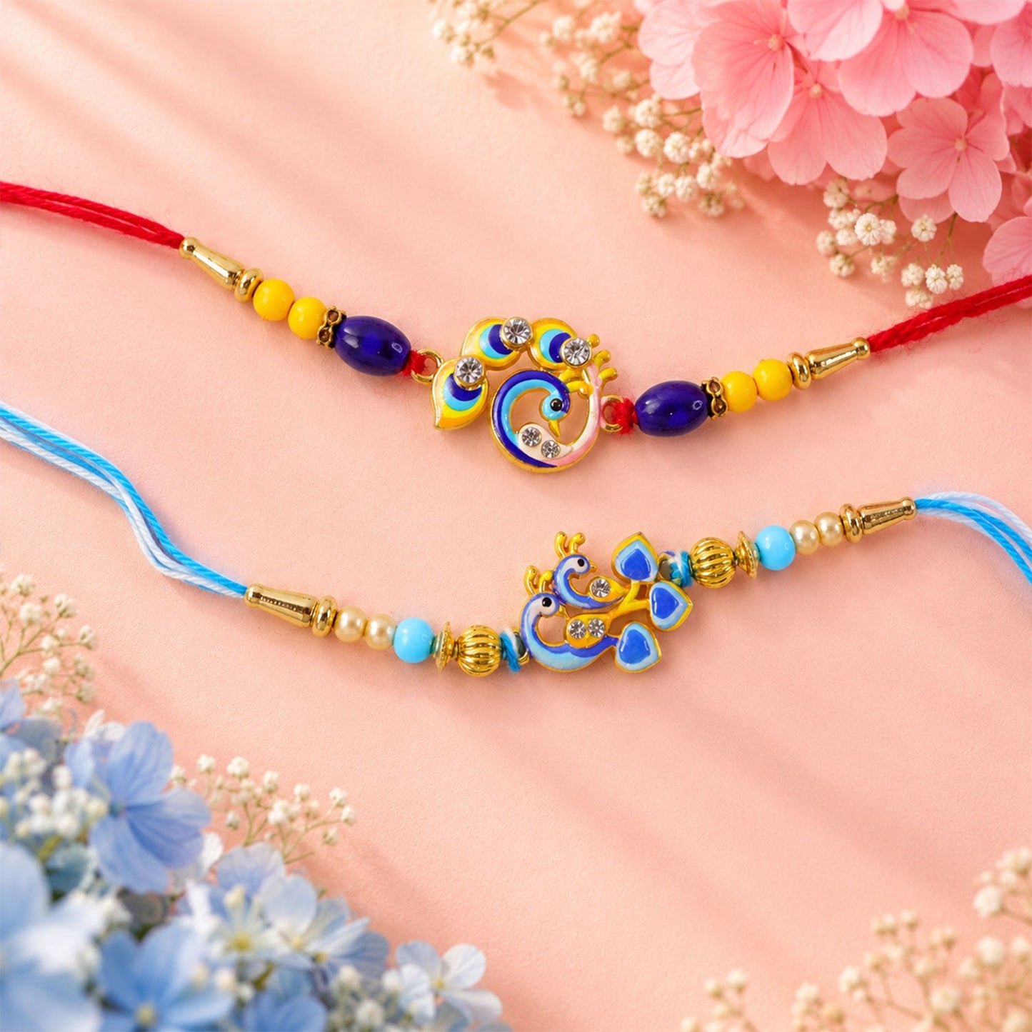 Designer Stone Traditional Rakhi Set Raksha Bandhan (2 Pc)