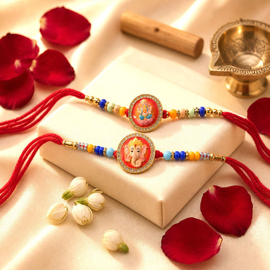 Divine Ganesh Beads Designer Rakhi Combo Raksha Bandhan (2 Pc)