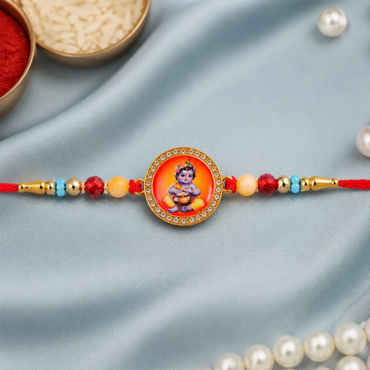 Ganesh Krishna Devotional Rakhi Combo Set Raksha Bandhan (3 Pc)