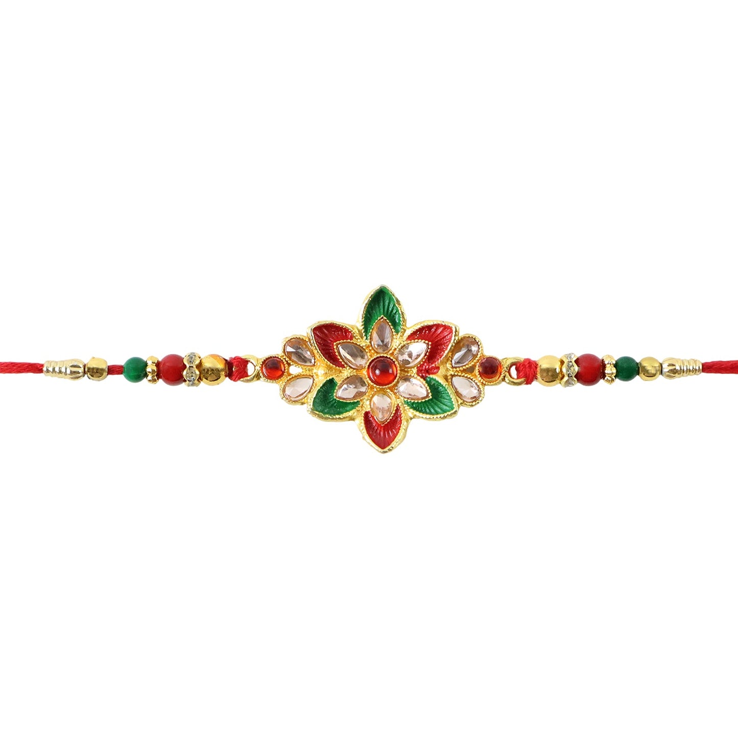Floral Meena Stone Rakhi Design for Raksha Bandhan Celebration