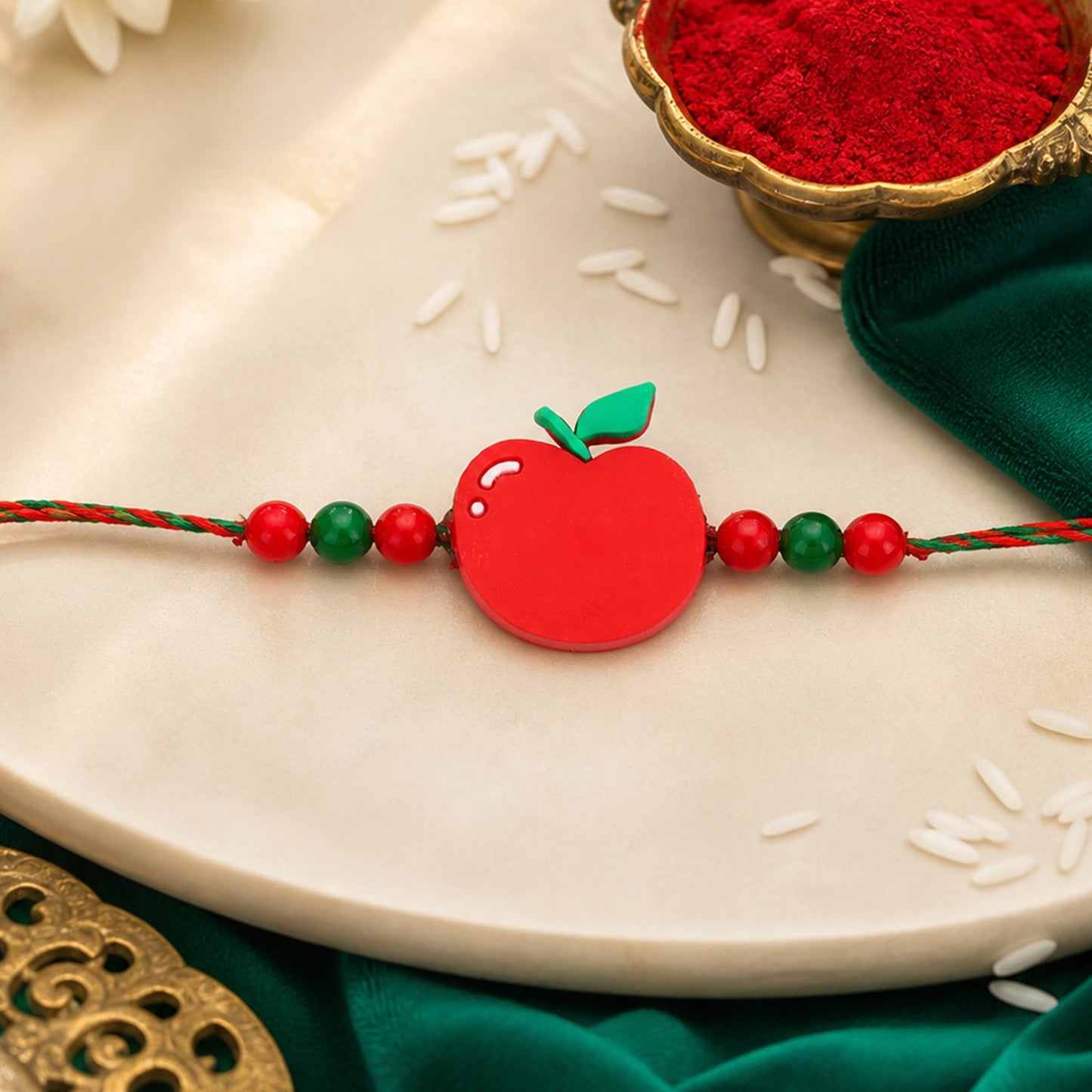 Apple Charm Kids Rakhi with Beads for Raksha Bandhan Special