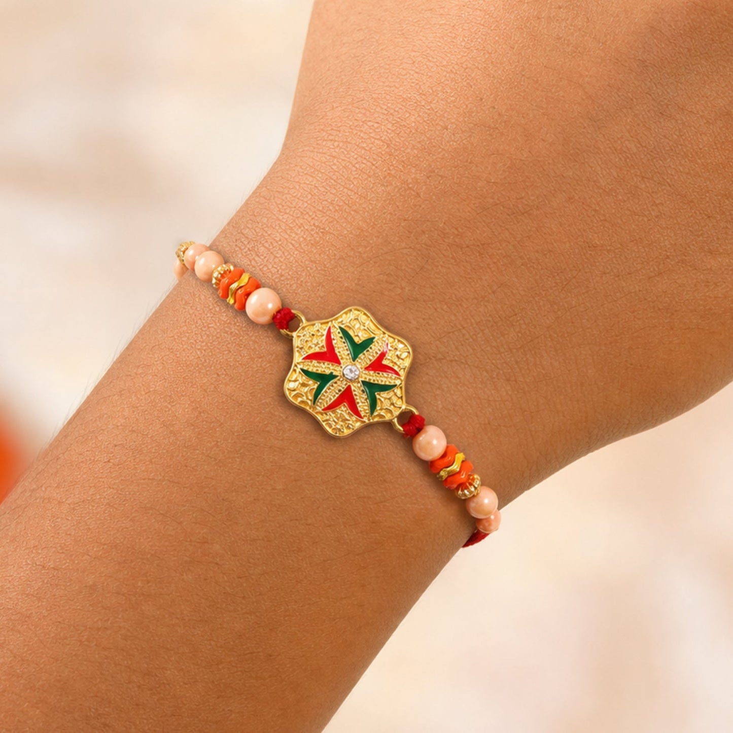Star Flower Stone Rakhi Bracelet Design for Raksha Bandhan
