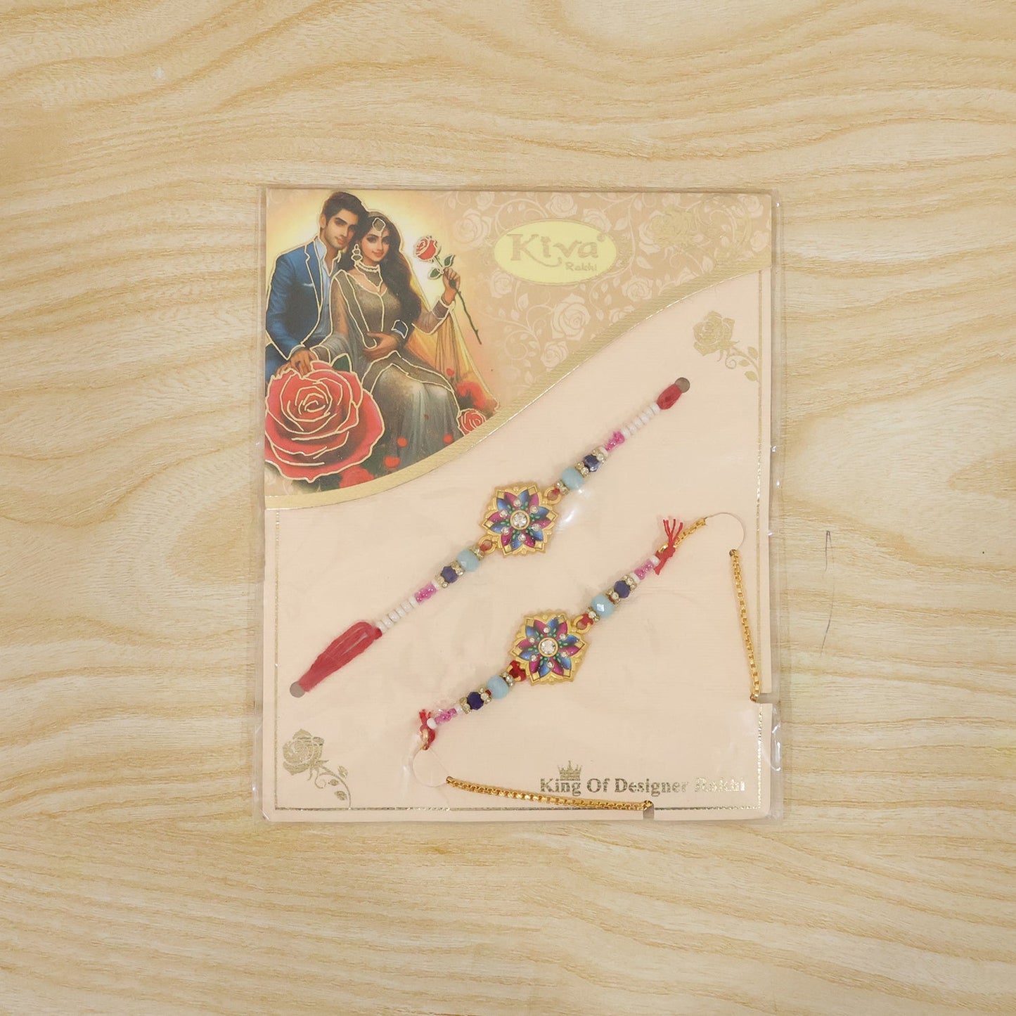Premium Lumba Bhabhi Rakhi with Floral Beads Festive Pair Set