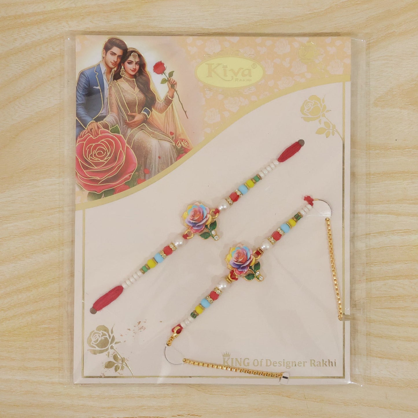 Premium Lumba Bhabhi Rakhi with Floral Charm Festive Pair Set